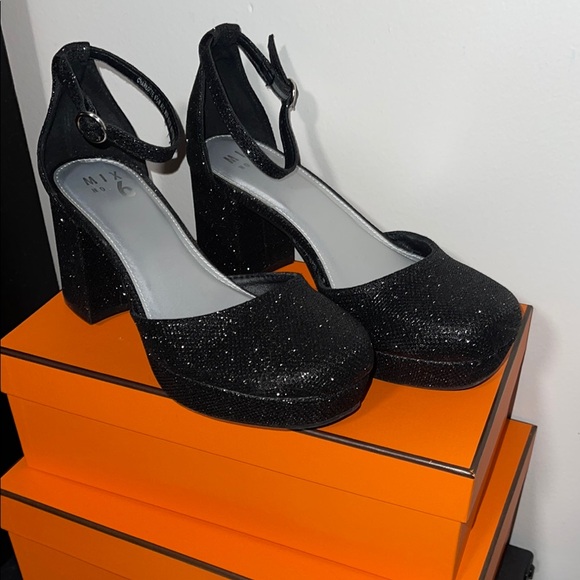 Mix No. 6 Shoes - Mix no 6 Black Glitter Women's Platform Heels